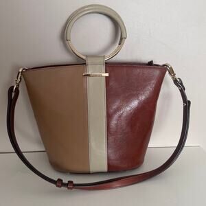 Brahmin Mod Bowie Leather Color Blocked Whiskey Arisel Satchel Shoulder Bag